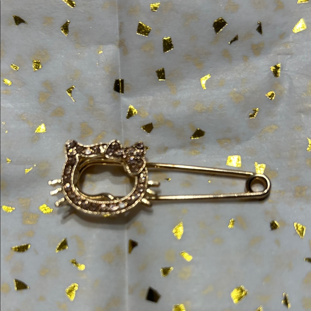 Hello Kitty Rose Gold Safety Pin Brooch